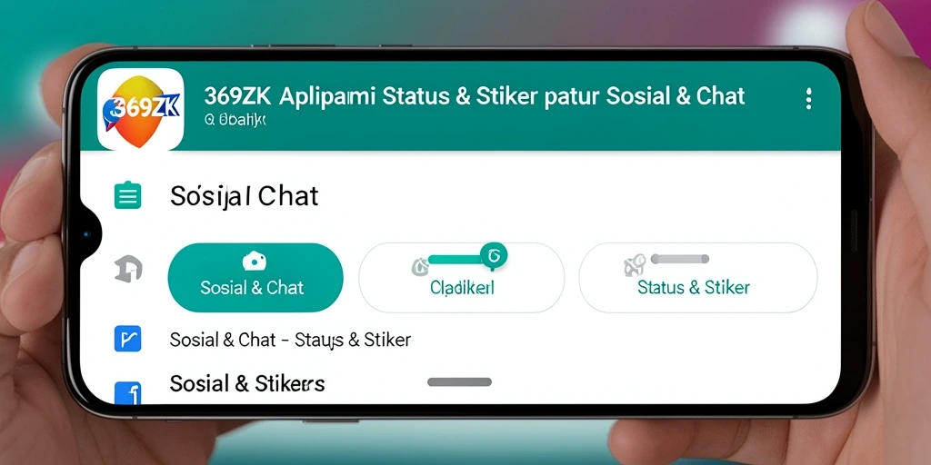 Tampilan antarmuka aplikasi 369ZK dengan berbagai pilihan stiker.