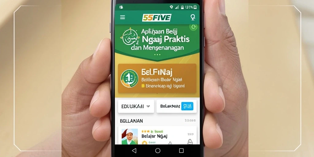 Tampilan antarmuka aplikasi 55FIVE yang menarik dan interaktif.