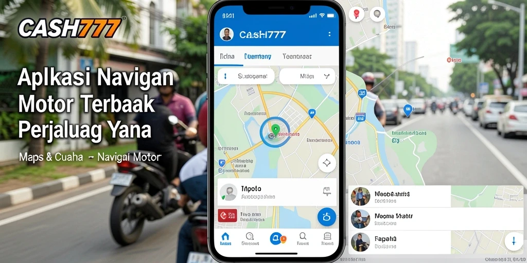 Tampilan antarmuka pengguna aplikasi CASH777 untuk Navigasi Motor yang intuitif.