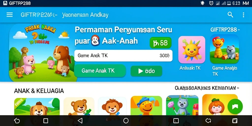 Antarmuka menarik dengan berbagai permainan edukatif untuk anak-anak.