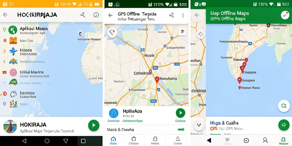 Antarmuka HOKIRAJA yang intuitif dan peta offline yang detail.