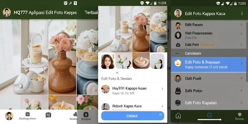 Antarmuka aplikasi Edit Foto Kertas Kaca yang menarik dan mudah digunakan.