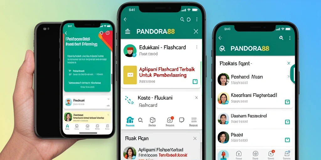 Screenshot antarmuka utama aplikasi PANDORA88 yang menampilkan fungsi flashcard.