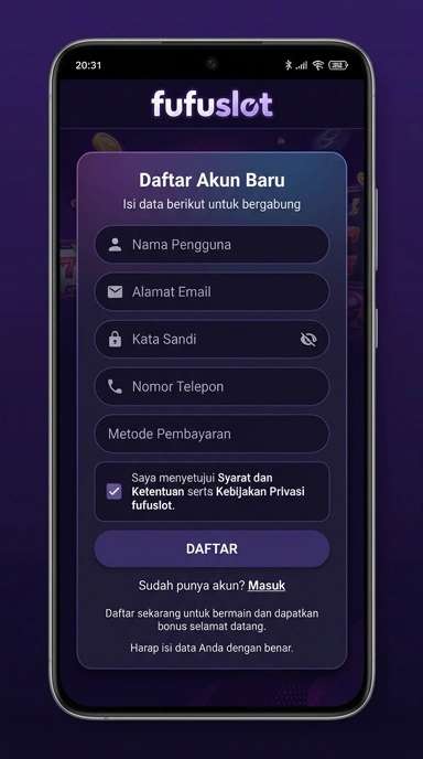 Cara Registrasi Akun Fufuslot untuk Pengguna Android